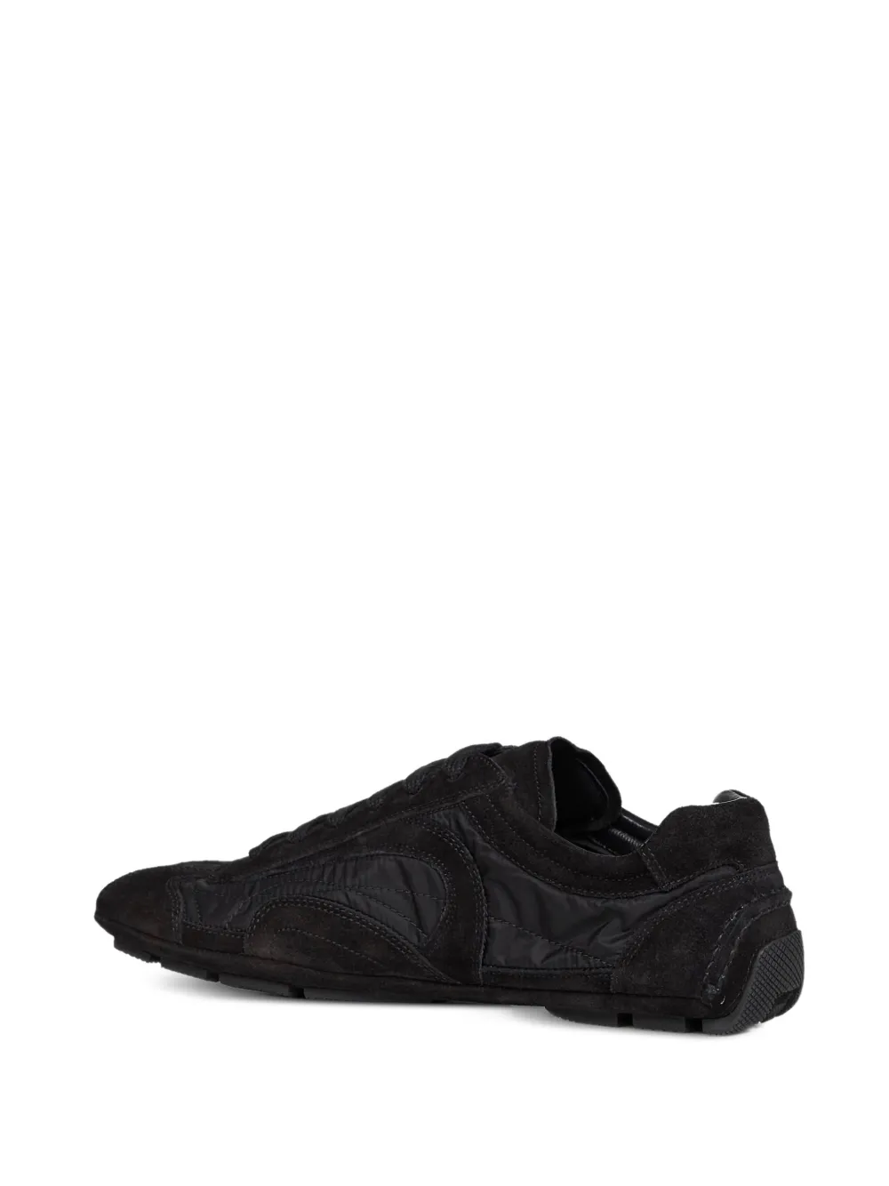 Prada suede-panelled sneakers Zwart