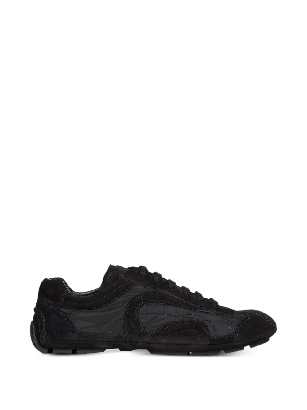 Prada suede-panelled sneakers Zwart