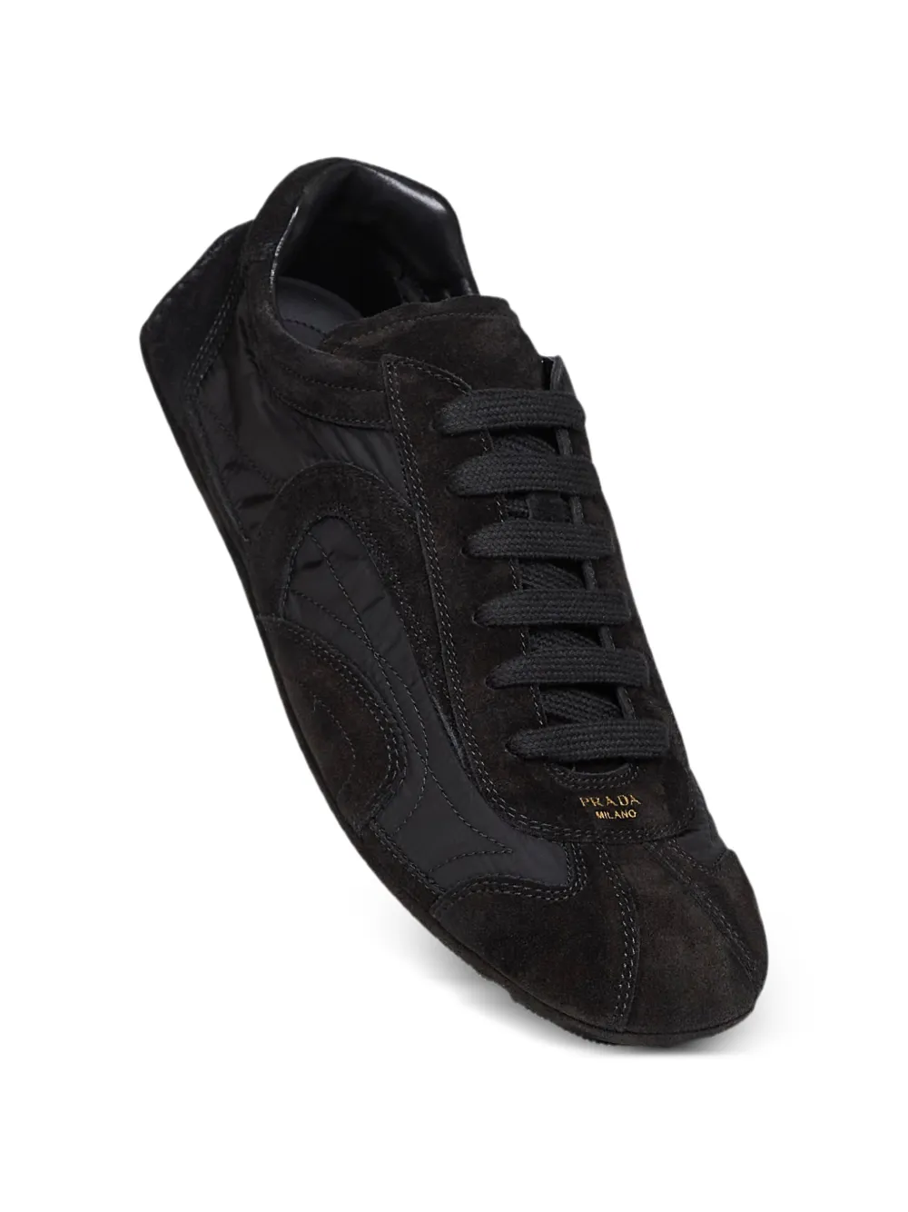 Prada suede-panelled sneakers Zwart