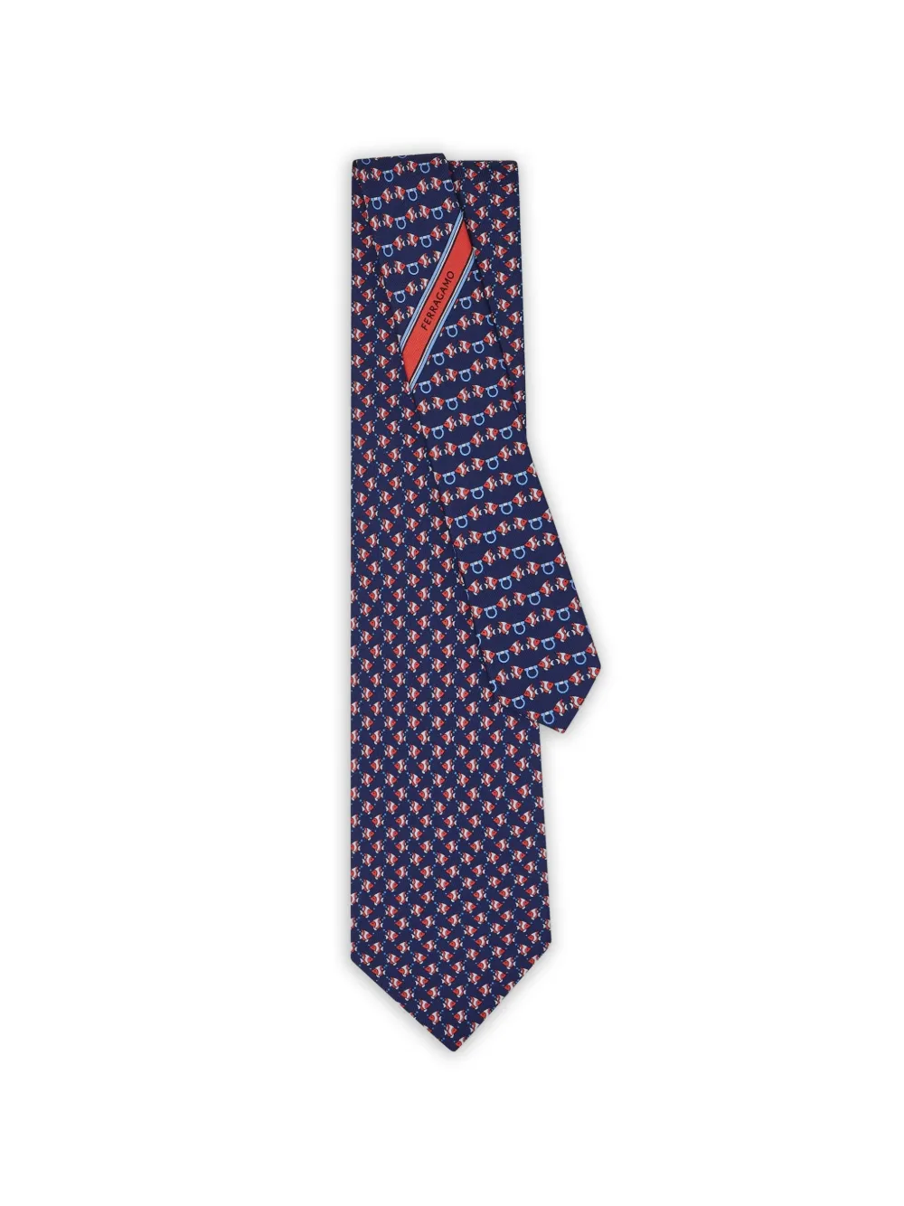 Ferragamo fish-print tie - Blu