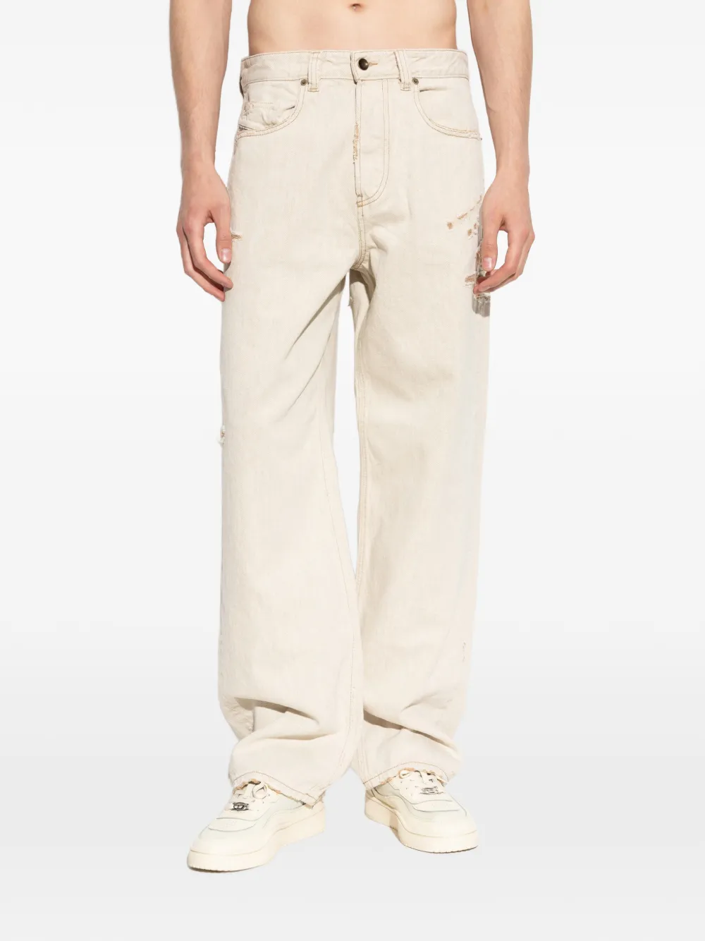Diesel 2001 D-Macro gerafelde jeans Beige