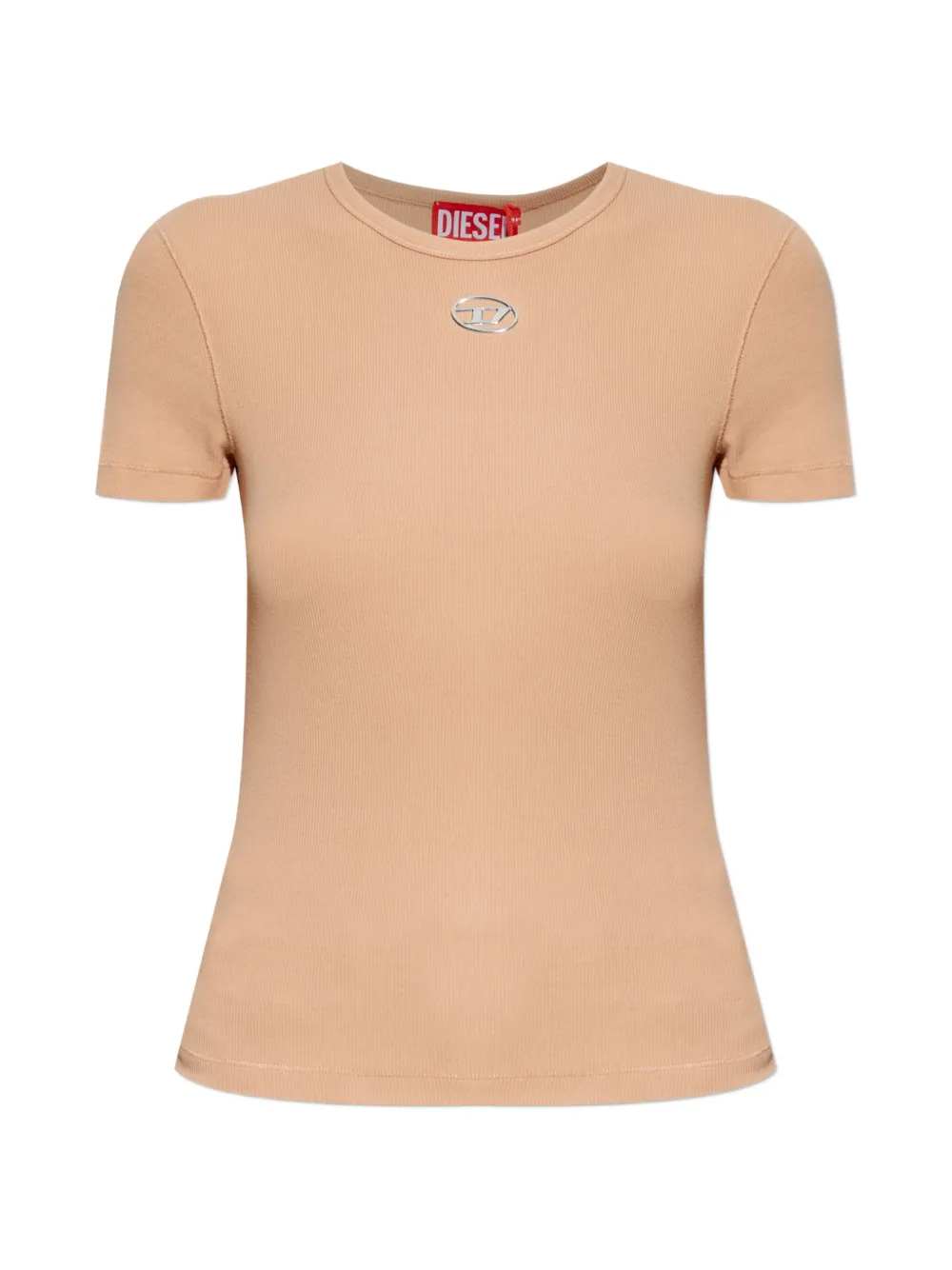Diesel T-ELE-LONG-OD logo-plaque ribbed T-shirt - Toni neutri