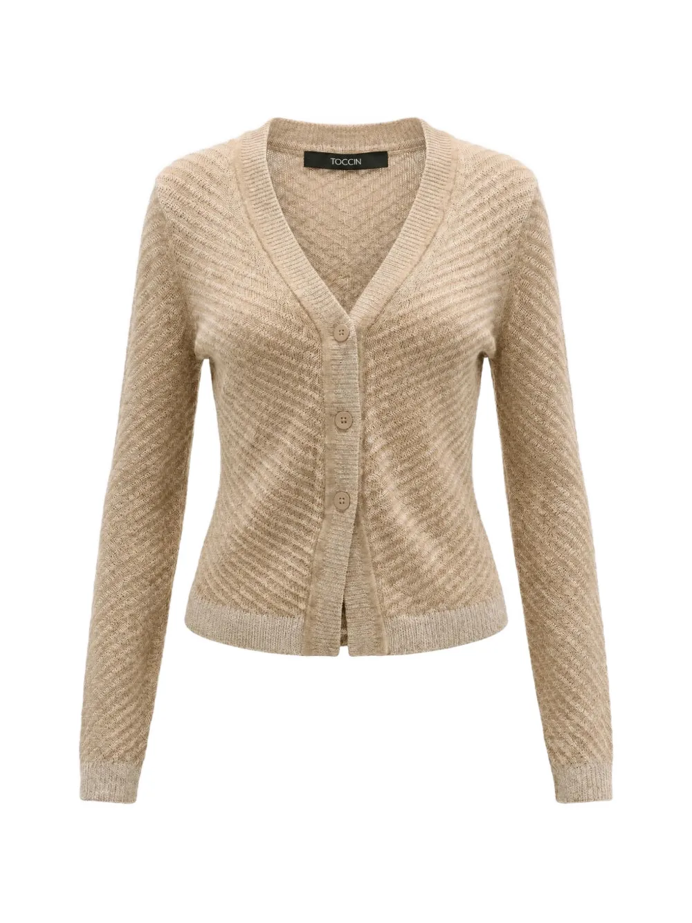 Toccin Bobby chevron-knit cardigan - Toni neutri