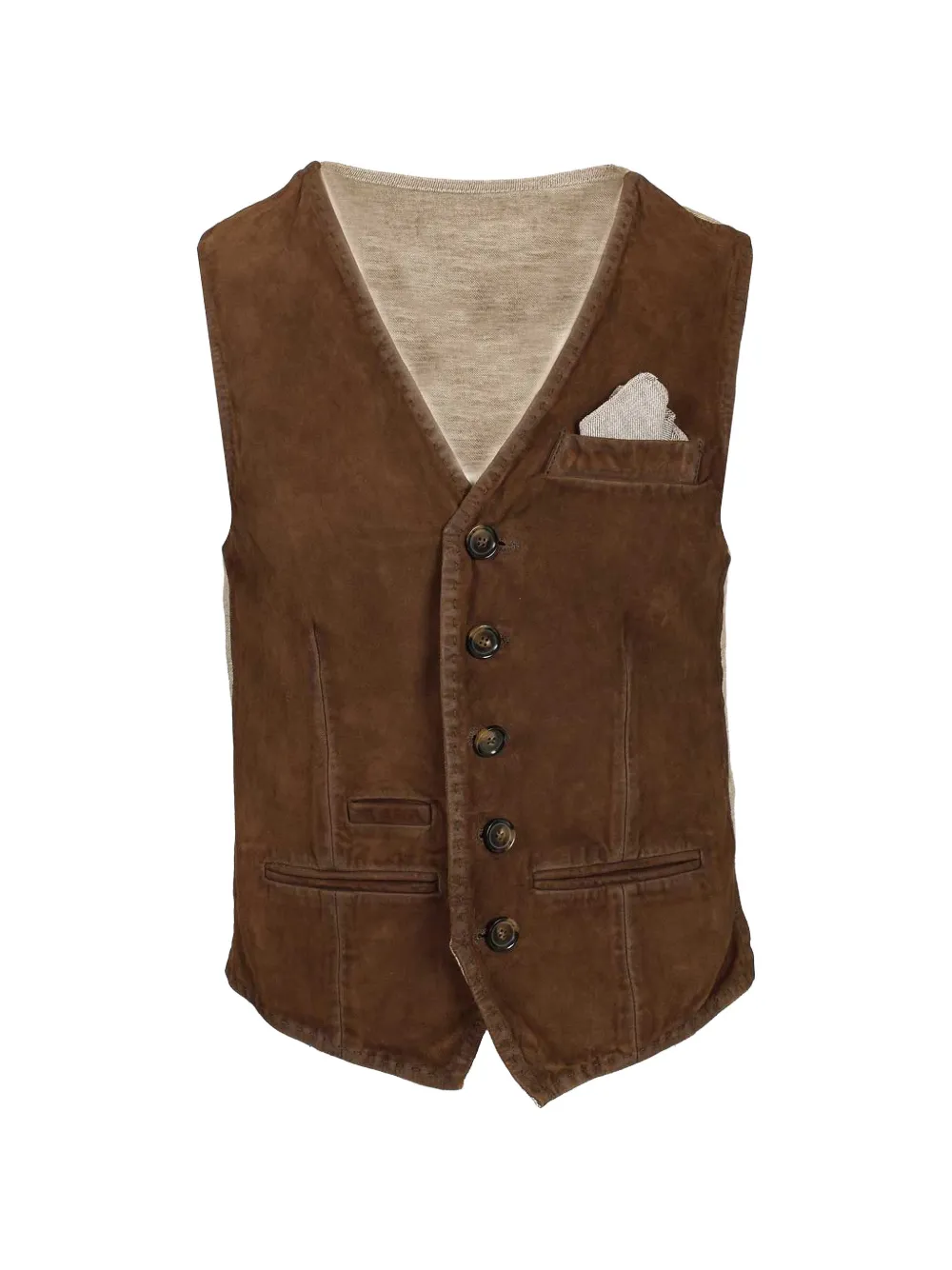 Al Duca D’Aosta 1902 suede-panelled waistcoat - Braun