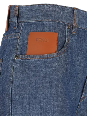 FENDI logo-patch denim shorts from FENDI
