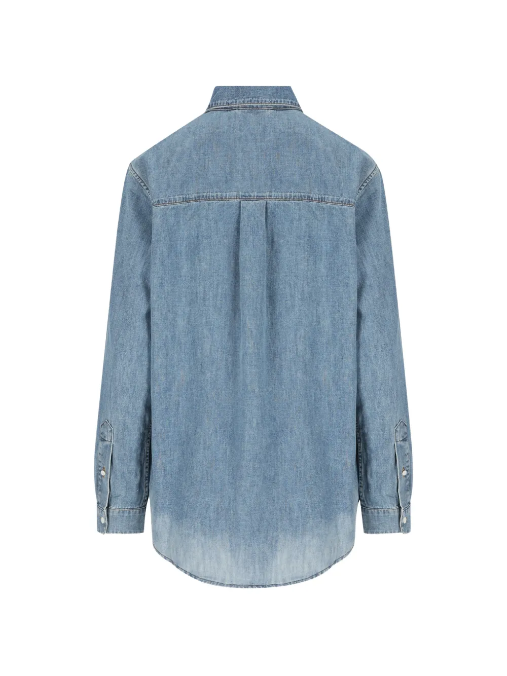 Miu Chambray denim blouse met geborduurd logo Blauw