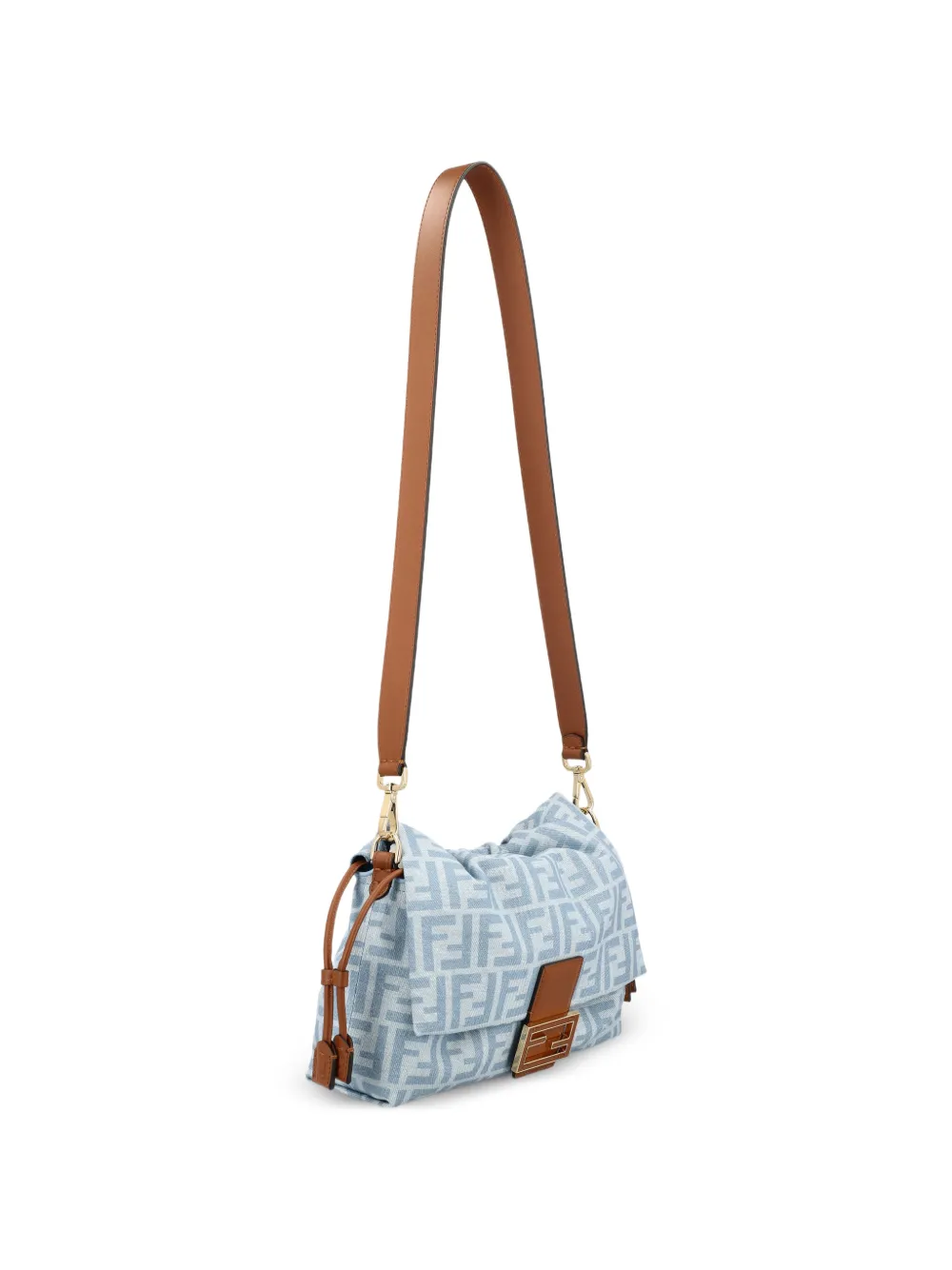 FENDI Medium Baguette Soft lichtblauwe FF denim tas