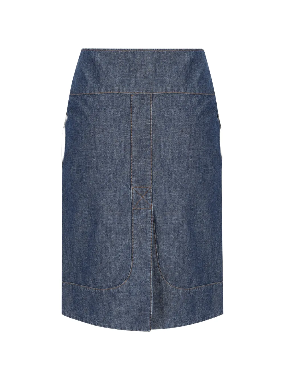 FENDI zip-fastening leather-detail denim skirt - Blu