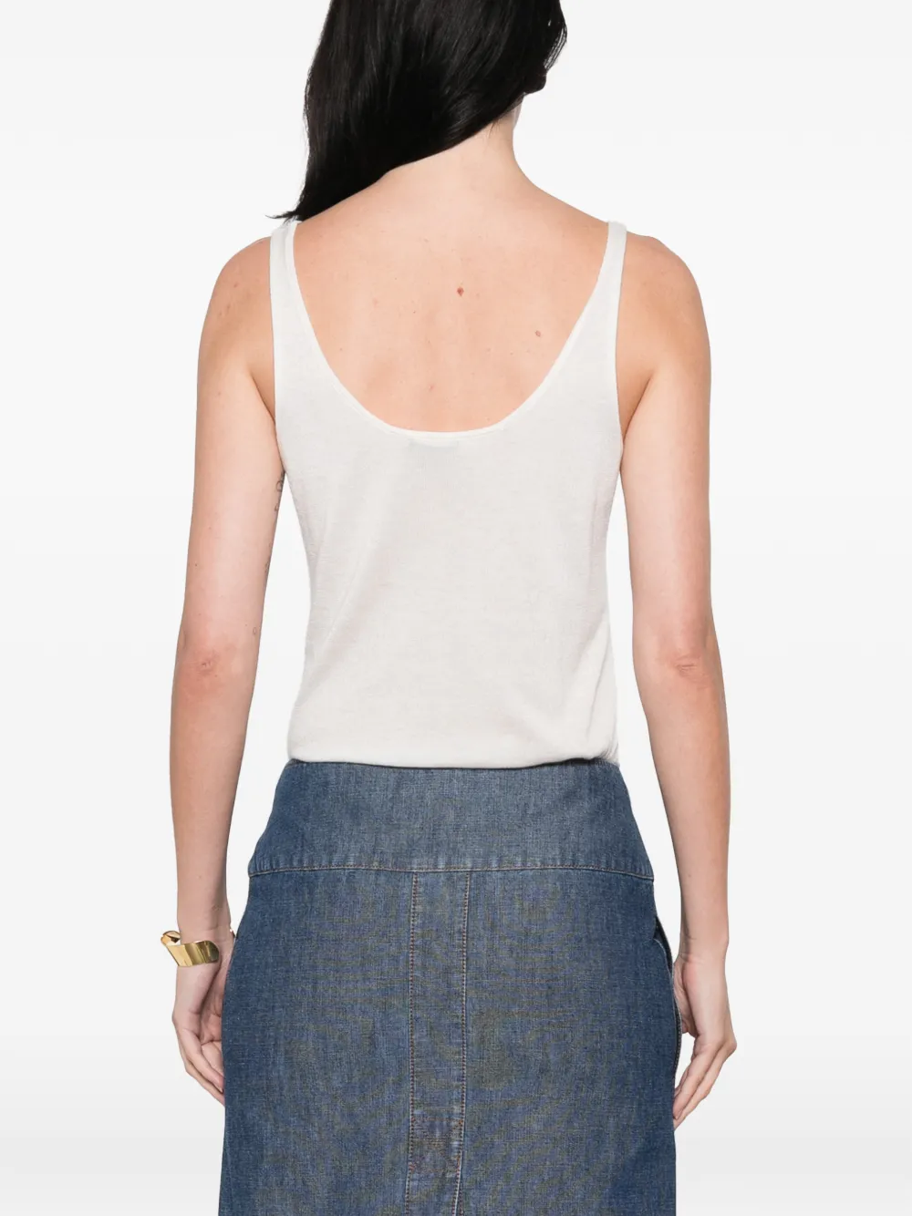 FENDI Denim rok met ritssluiting en leren detail Blauw