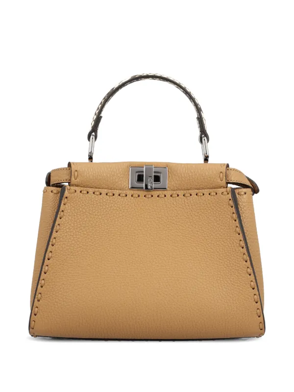 FENDI Mini Peekaboo whipstitch-trim Tote Bag | Neutrals | FARFETCH