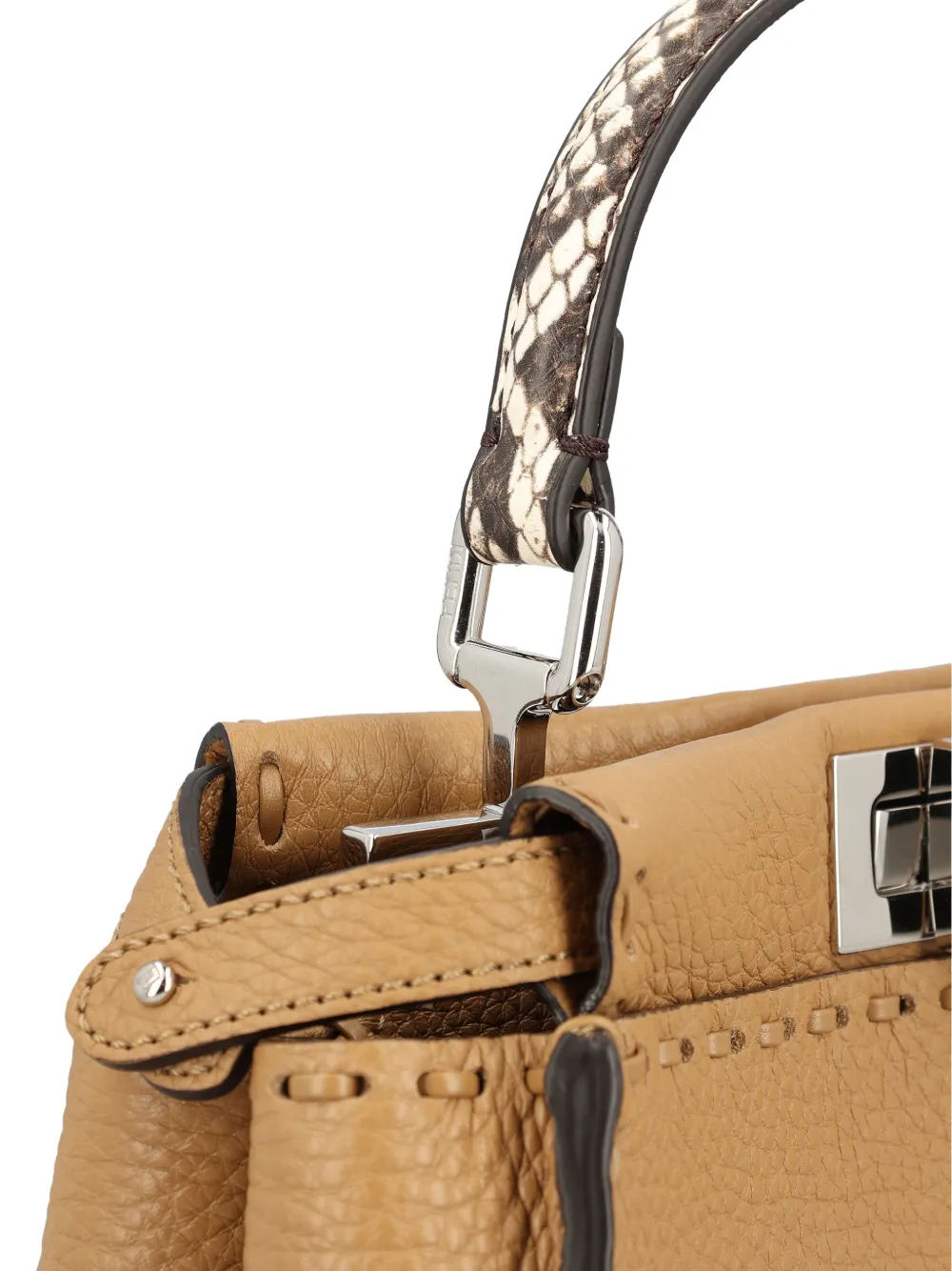 FENDI Peekaboo shopper met afwerking met stiksels Beige