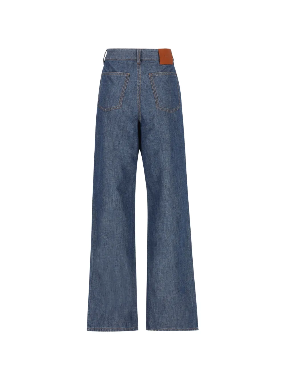 FENDI logo-patch wide-leg Trousers | Azul | FARFETCH CO
