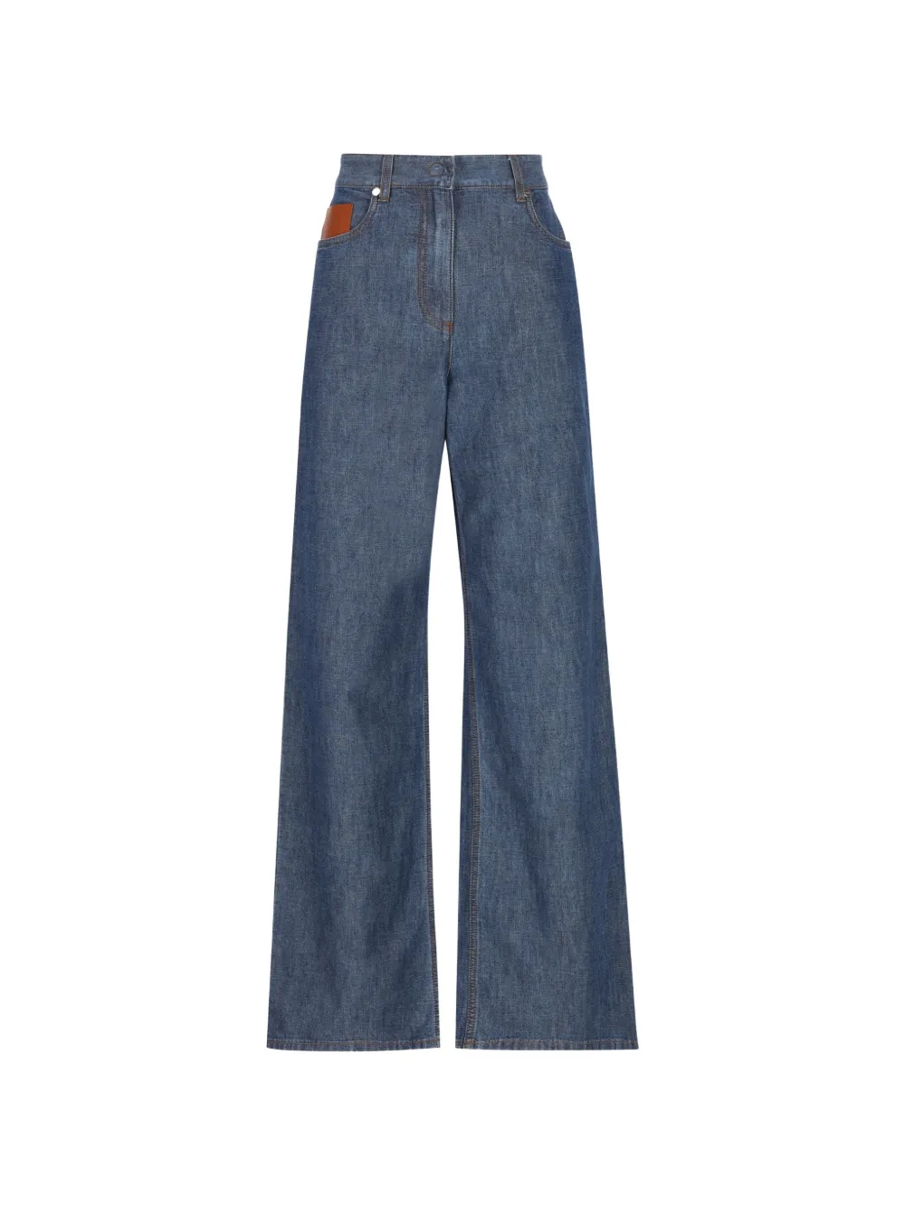 FENDI logo-patch wide-leg trousers - Blu