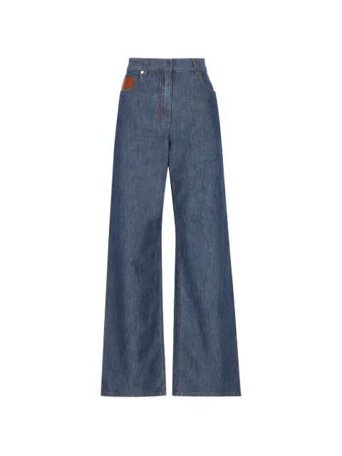 FENDI logo-patch wide-leg trousers