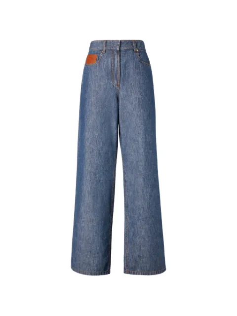 FENDI logo-patch wide-leg trousers