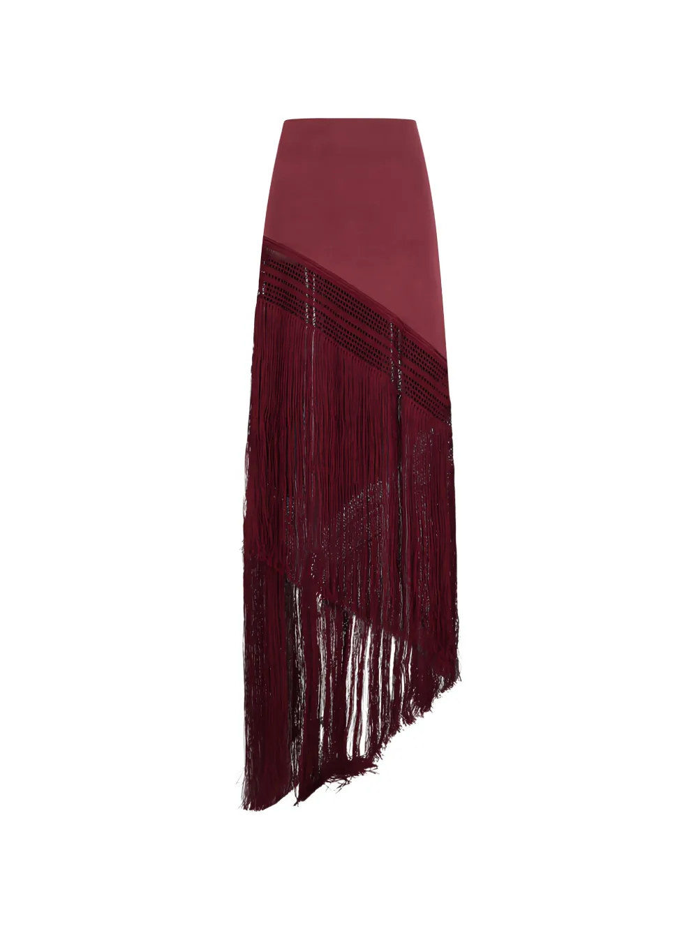 THE ANDAMANE Marisol fringe-trimmed skirt - Rosso