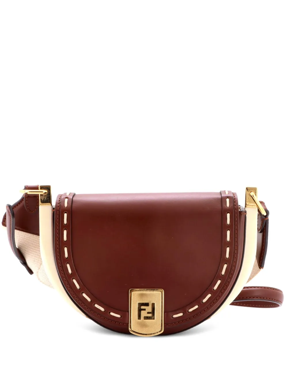 Fendi Pre-Owned Moonlight Flap Bag Leather with Plexiglass Detail crossbody bag - Braun