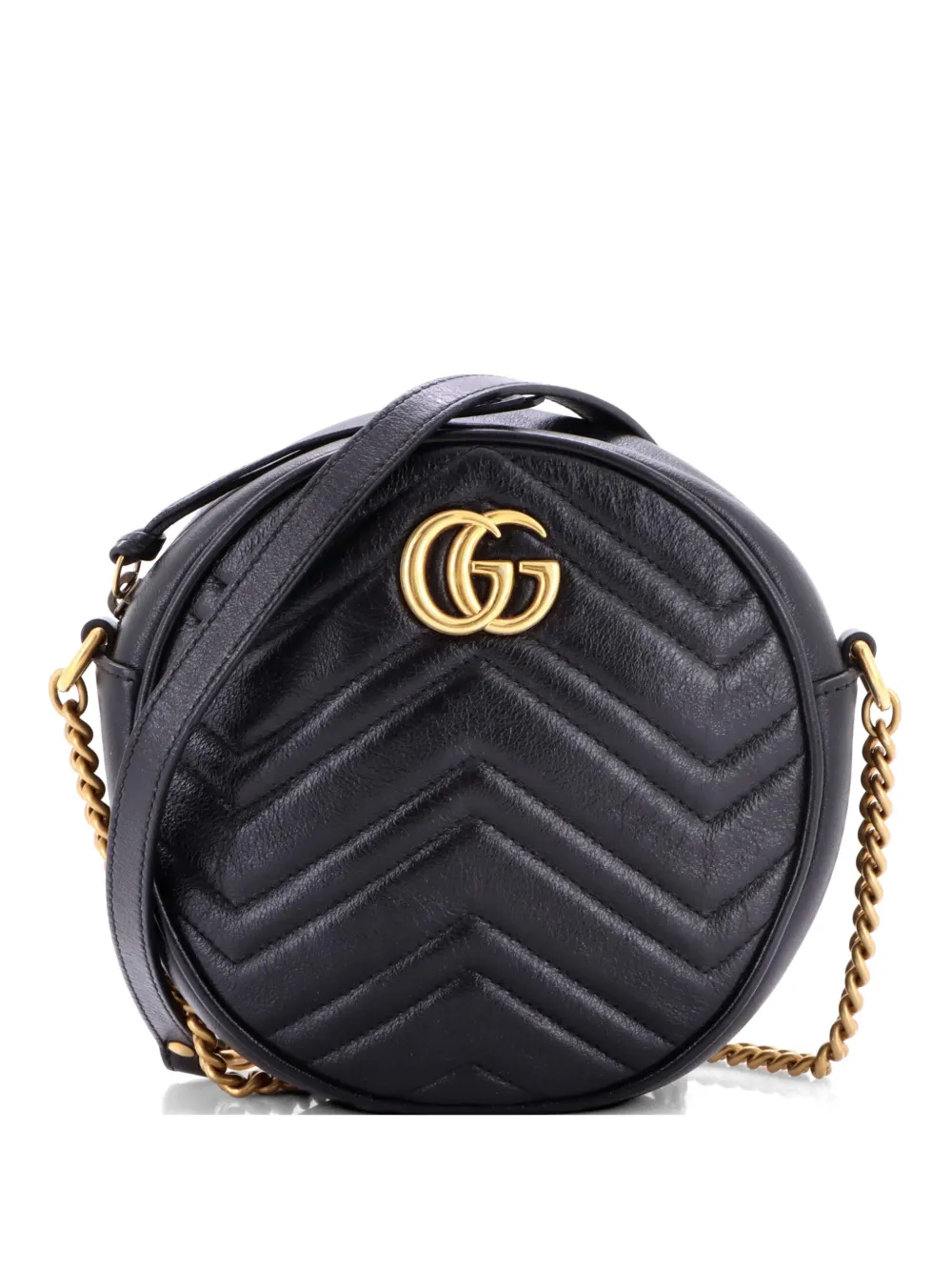 Gucci Pre-Owned GG Marmont Round Shoulder Bag Matelasse Leather Mini crossbody bag - Schwarz