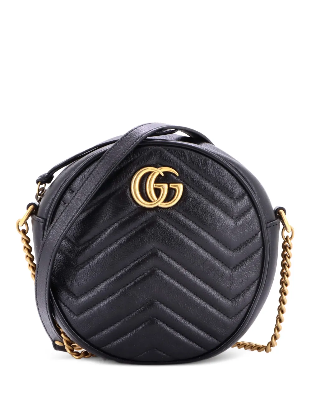 Gucci Pre-Owned GG Marmont Round Shoulder Bag Matelasse Leather Mini crossbody bag - Nero