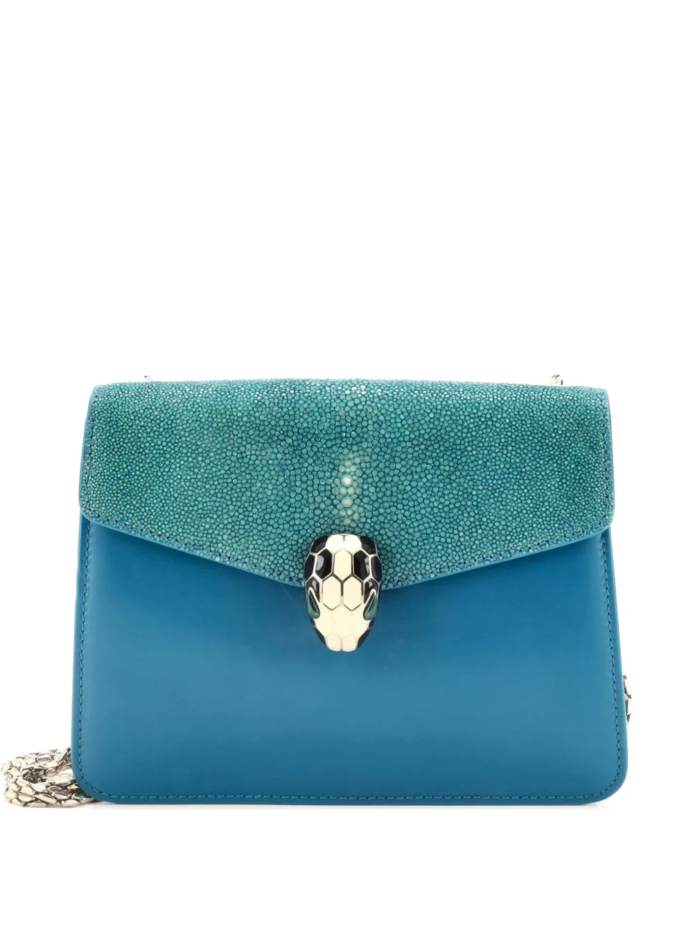 Bvlgari Pre-Owned Serpenti Forever Square Leather and Stingray Small shoulder bag - Blu