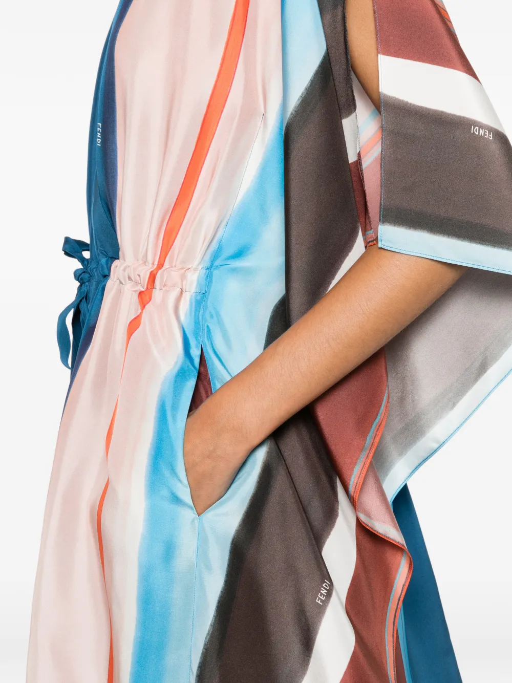 FENDI Gestreepte midi-jurk van zijde Blauw
