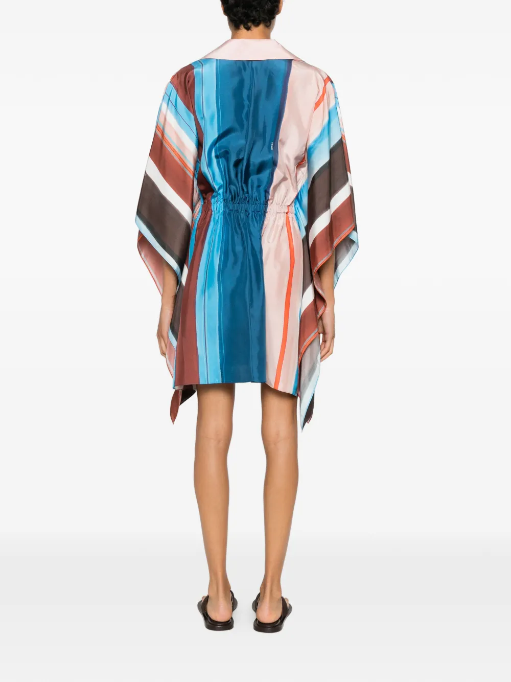FENDI Gestreepte midi-jurk van zijde Blauw