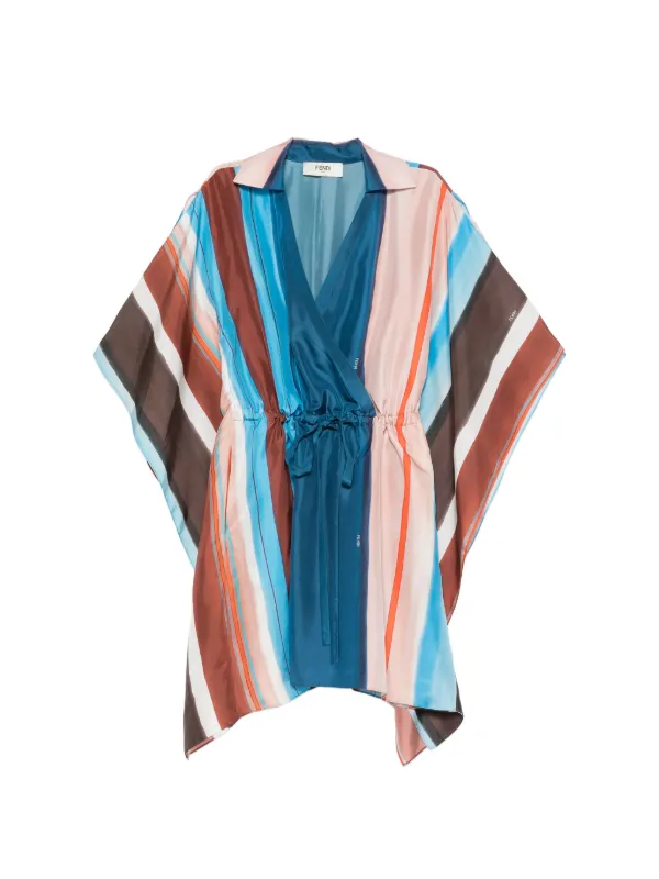 Fendi Striped Silk Dress in Blue