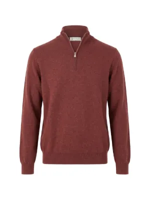 Brunello Cucinelli クォータージップ カシミアセーター | レッド