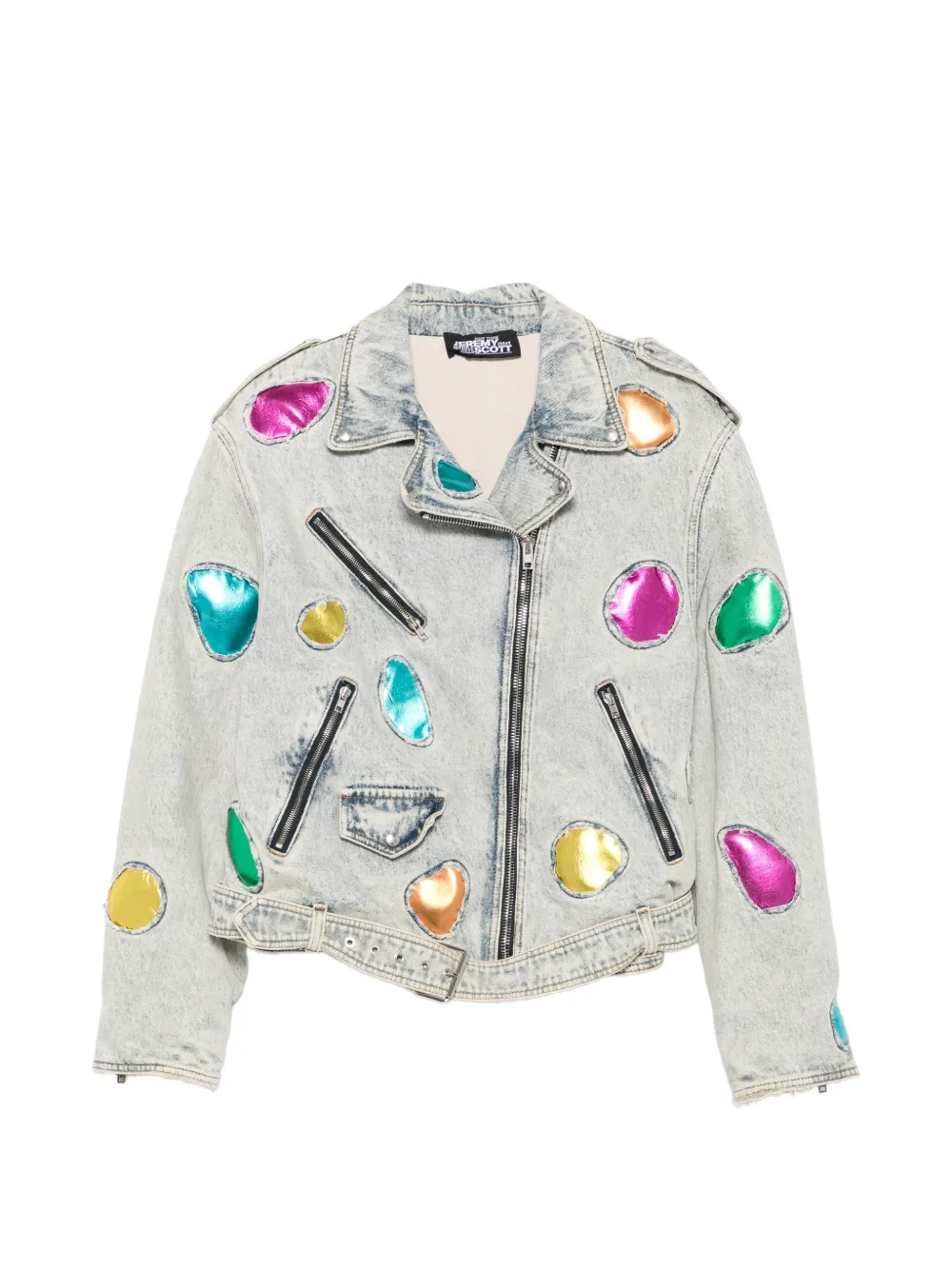 JEREMY SCOTT Pre-Owned 2020s gem-embellished denim jacket - Blu
