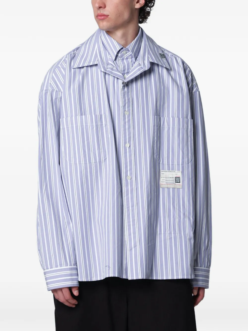 Maison MIHARA YASUHIRO striped double-collar shirt - Blu