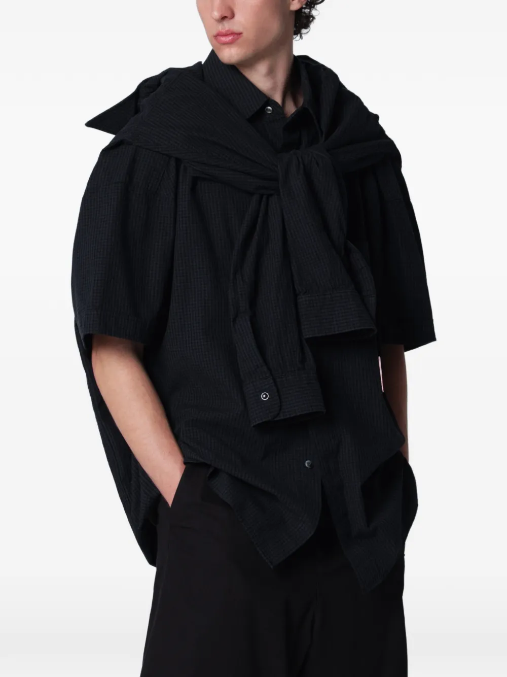 Maison MIHARA YASUHIRO gingham-check layered shirt - Blu