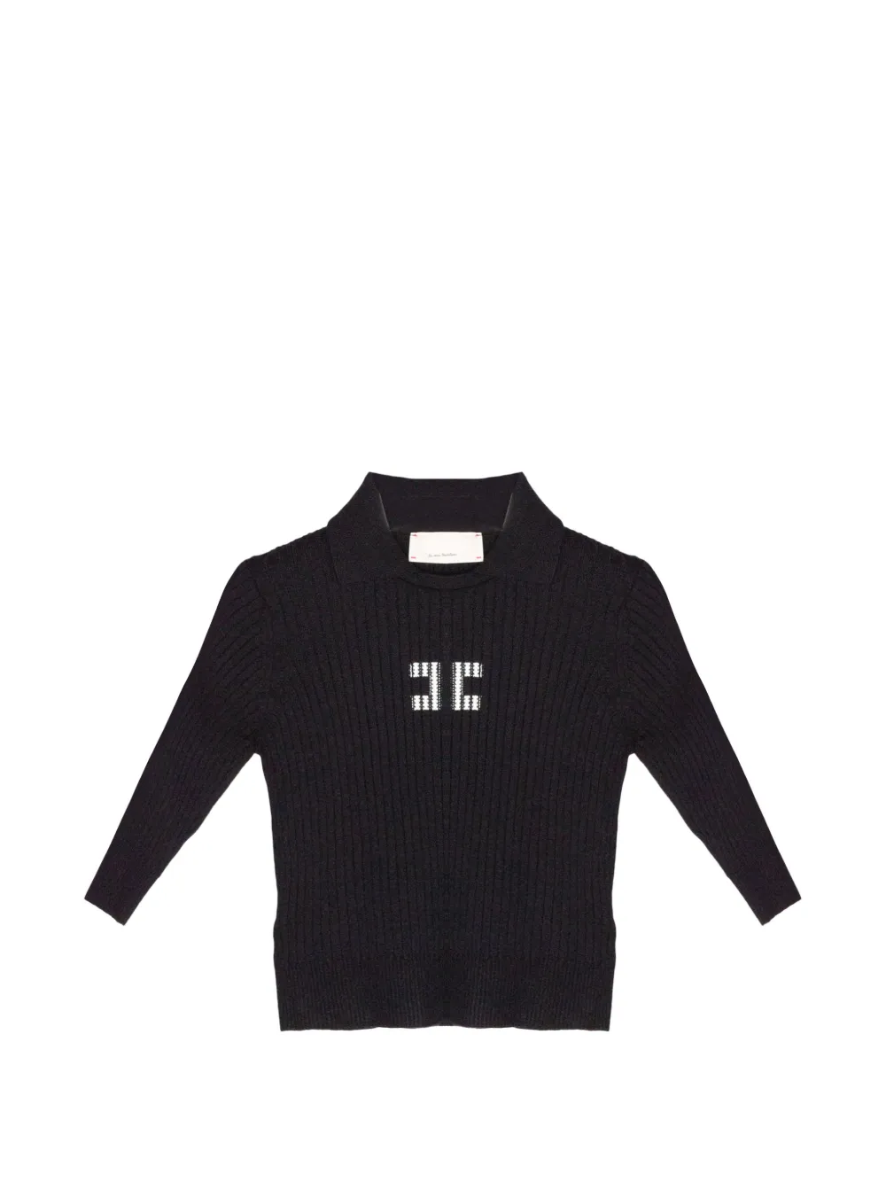Elisabetta Franchi Kids logo-embroidered ribbed-knit sweater - Nero