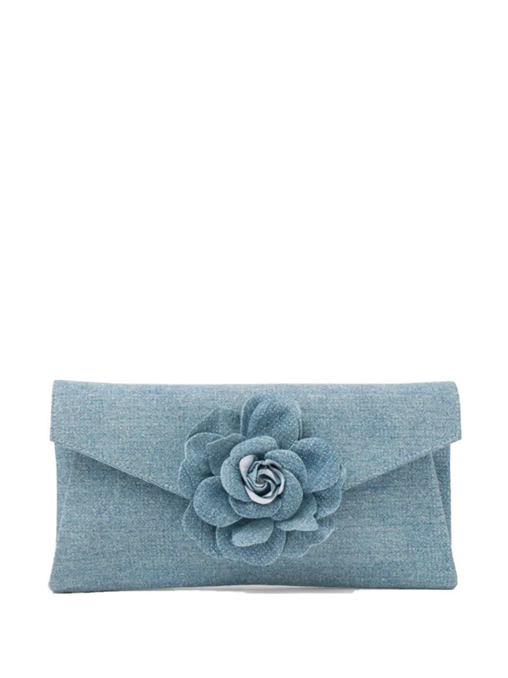TWENTY FOURHAITCH Javea flower-appliqué clutch bag - Blu