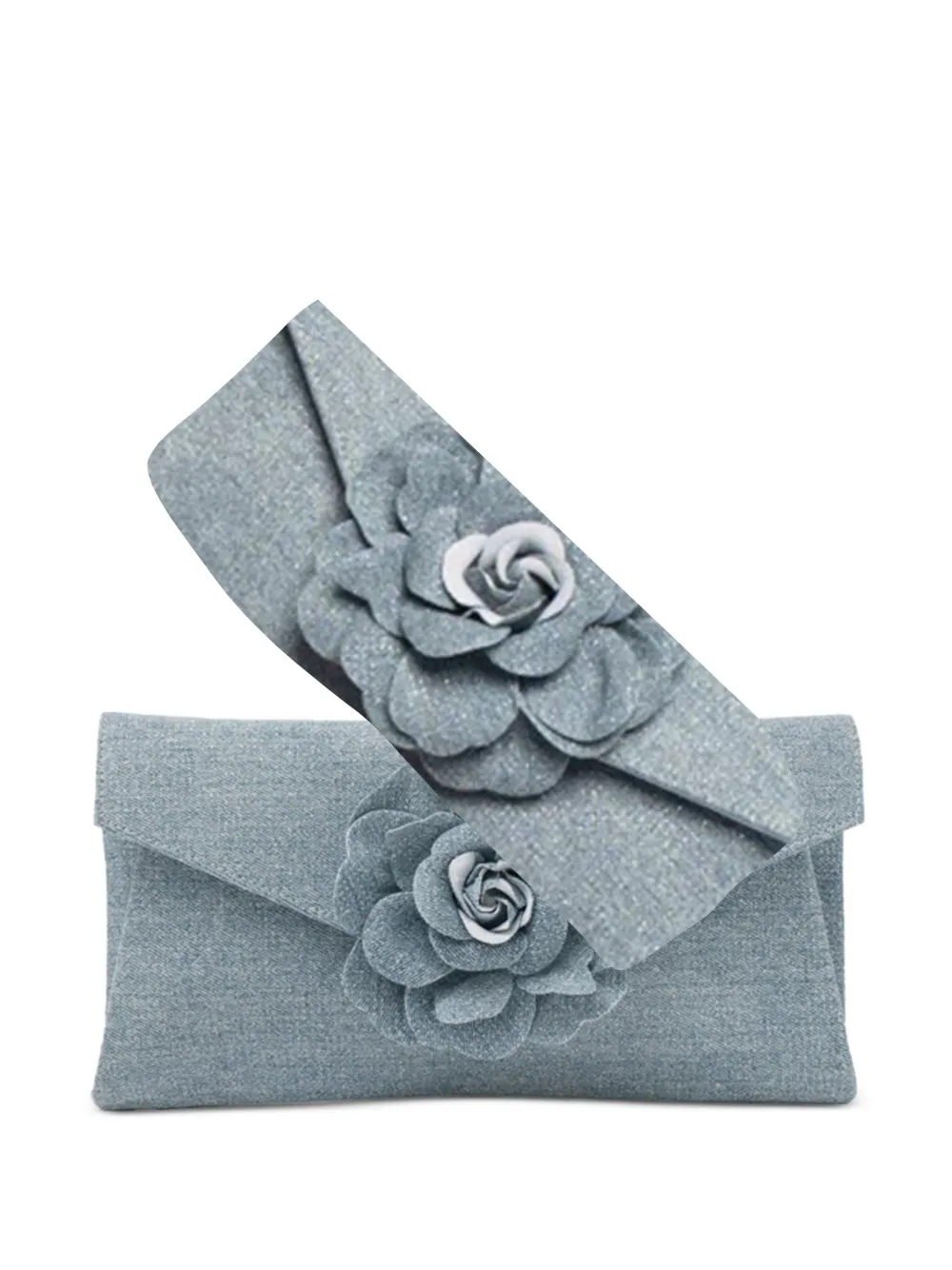 TWENTY FOURHAITCH Javea flower-appliqué clutch bag - Blu