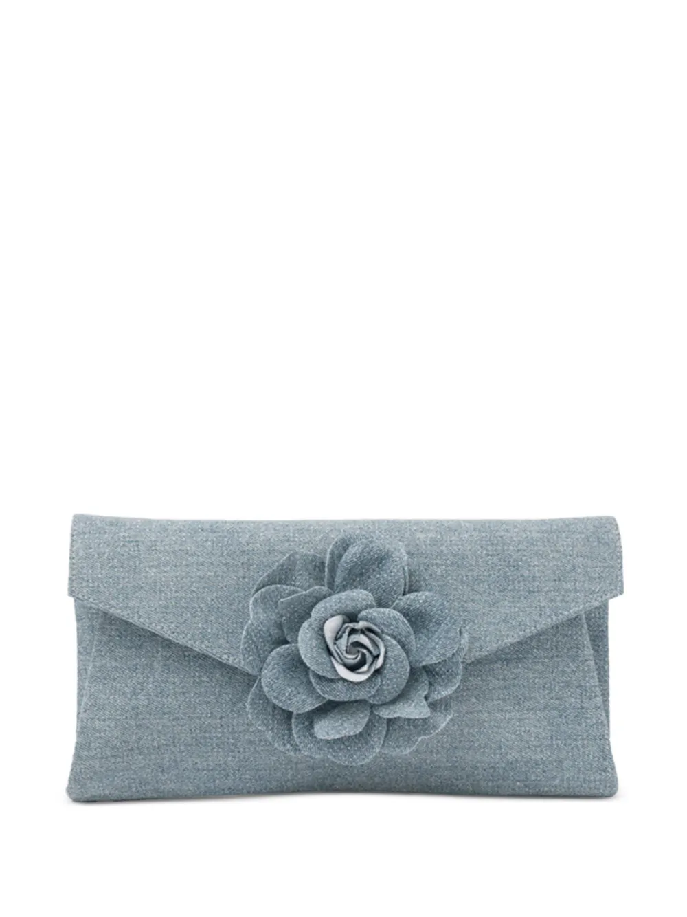 TWENTY FOURHAITCH Javea flower-appliqué clutch bag - Blu