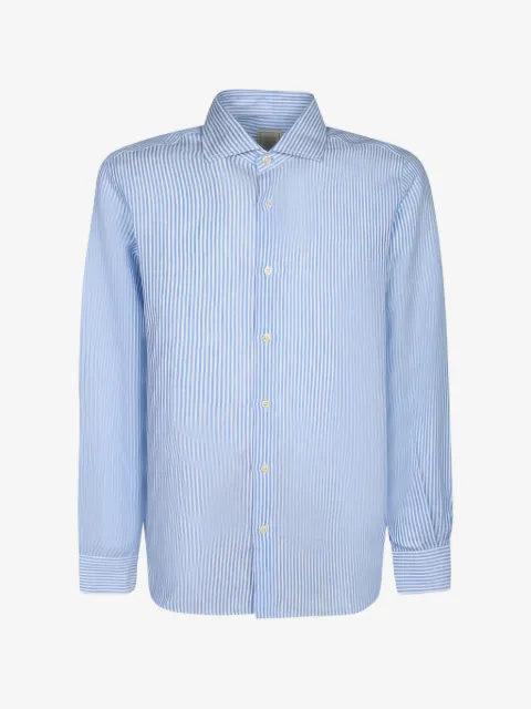 120% Lino vertical-stripe long-sleeve shirt