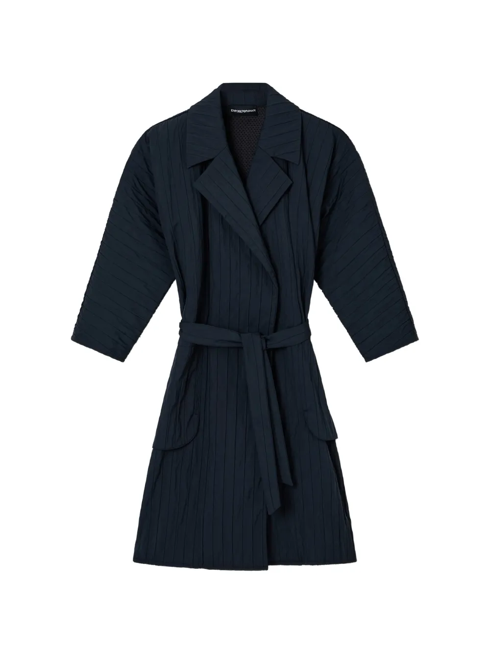 Emporio Armani Kids belted pleated coat - Blu