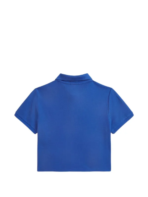 Polo Ralph Lauren Cropped Piqué Polo Shirt | Blue | FARFETCH