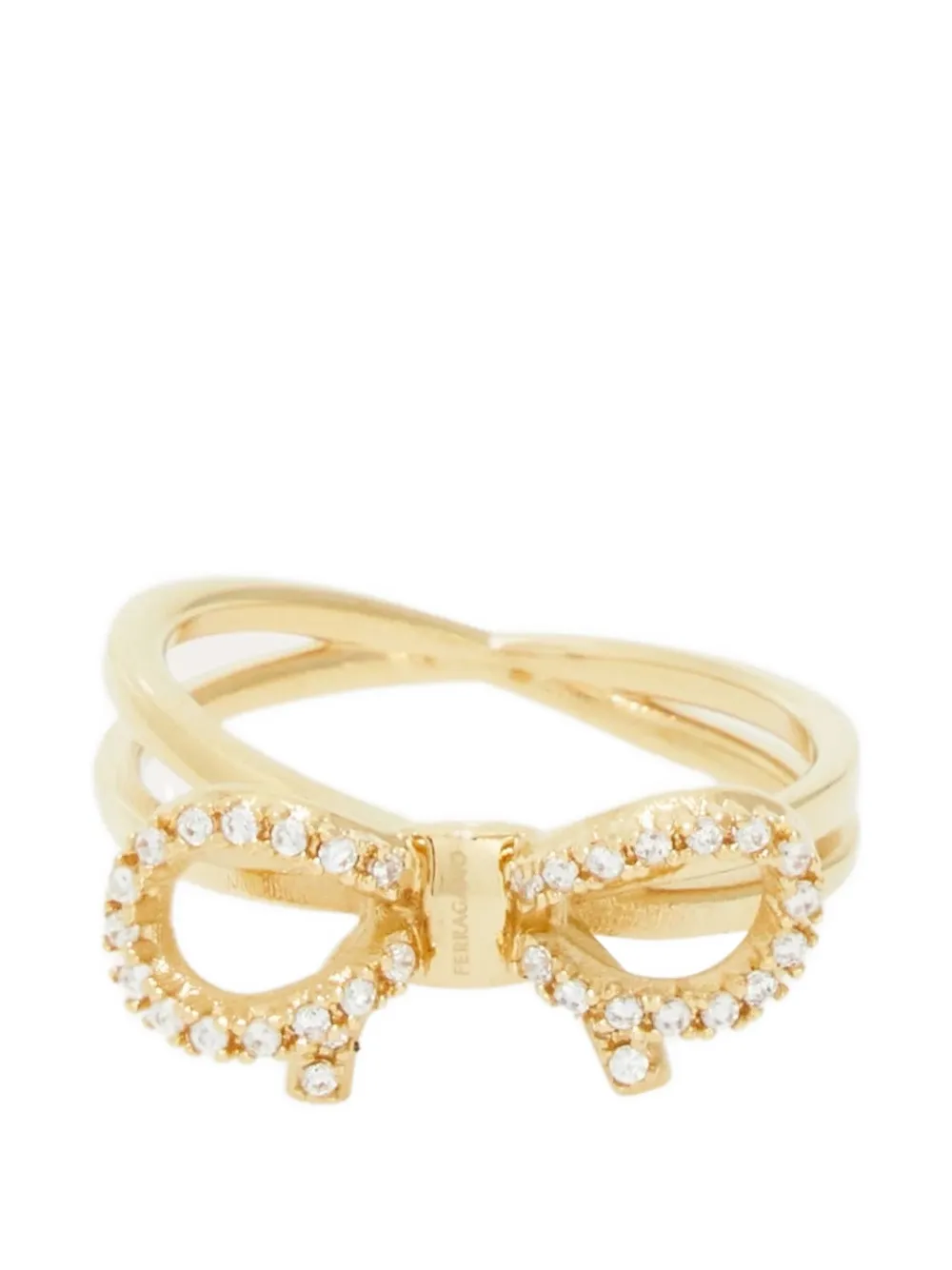Ferragamo Vara bow crystal-embellished ring - Oro