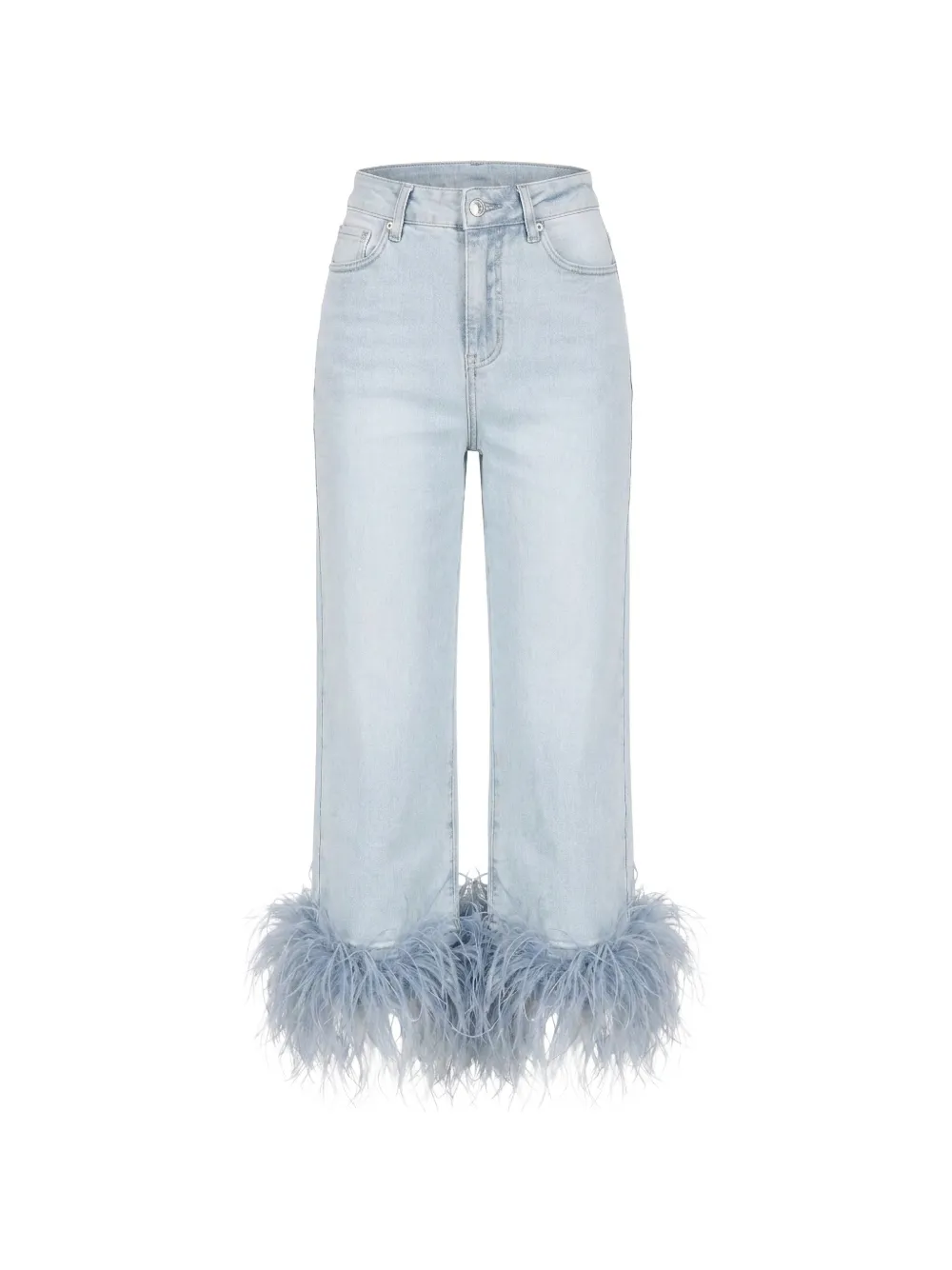TWENTY FOURHAITCH Arcade feather-trim cropped jeans - Blu