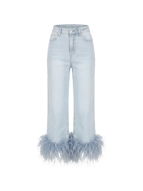 TWENTY FOURHAITCH Arcade feather-trim cropped jeans