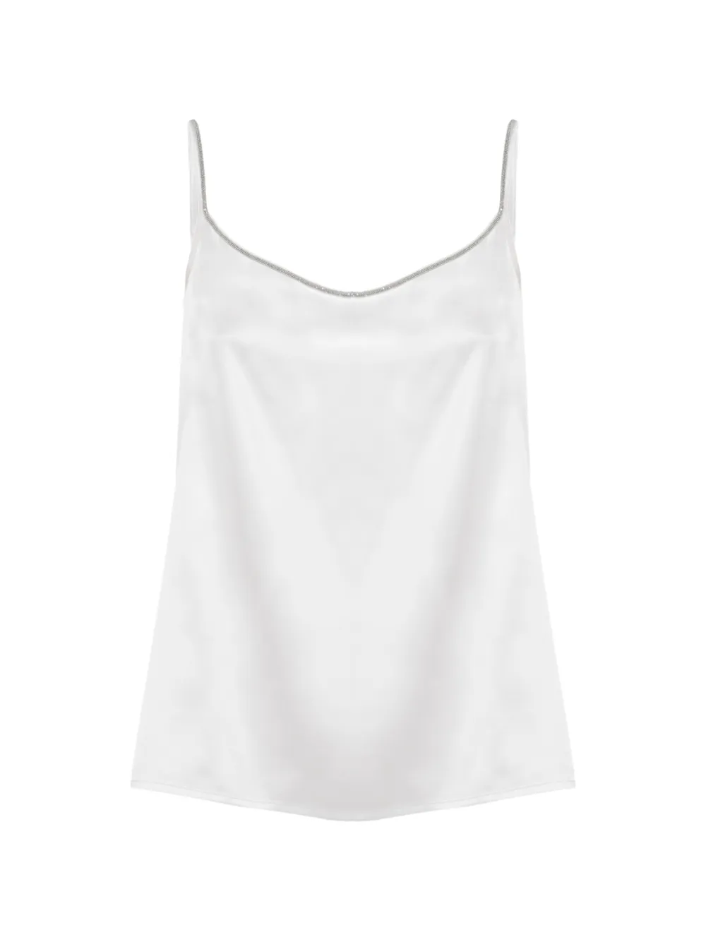 PANICALE beaded-trim silk top - Bianco