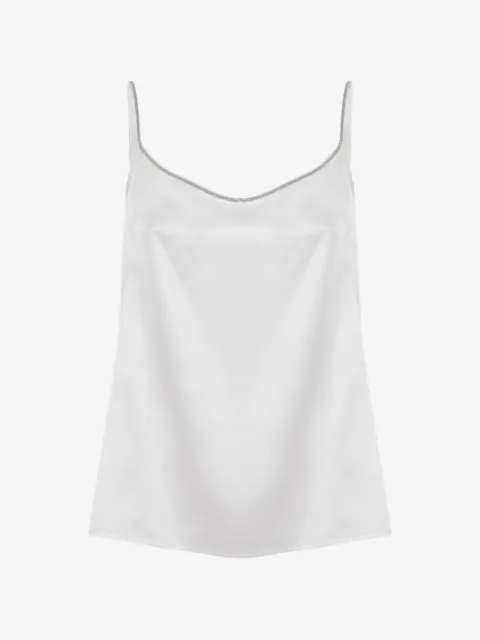PANICALE beaded-trim silk top