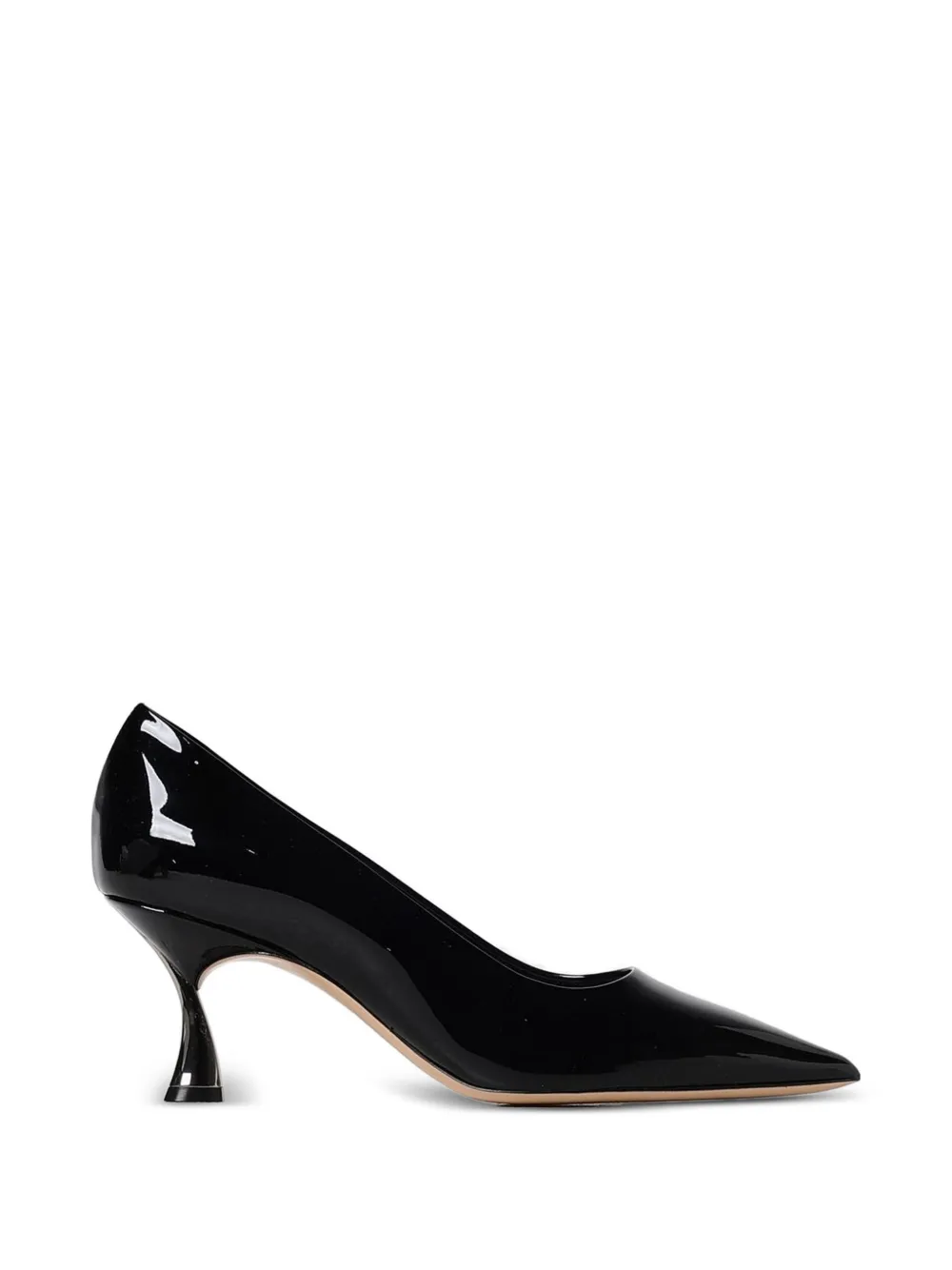 Casadei patent-effect pointed-toe pumps Zwart