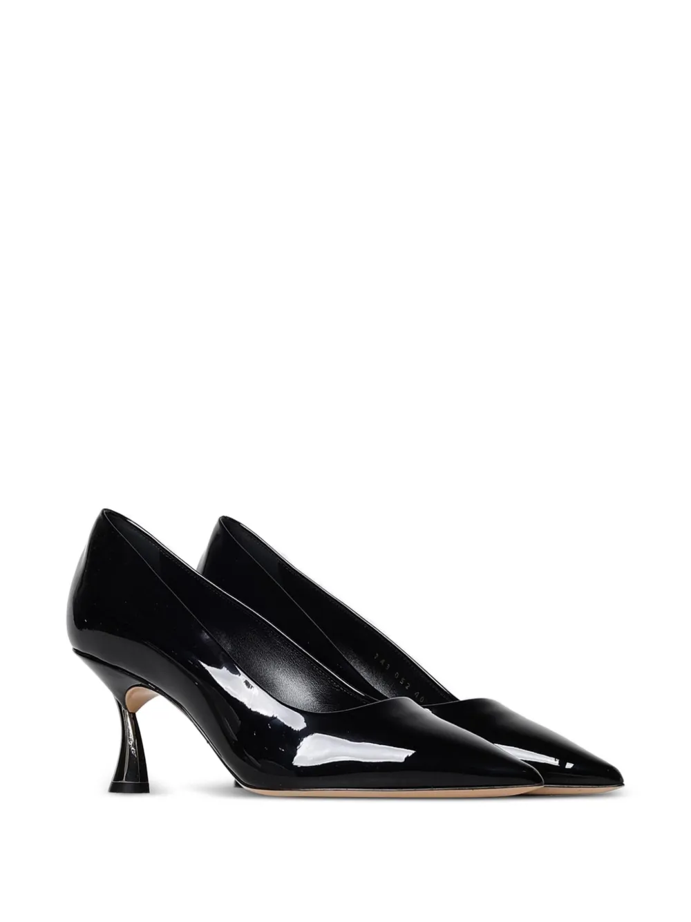 Casadei patent-effect pointed-toe pumps Zwart