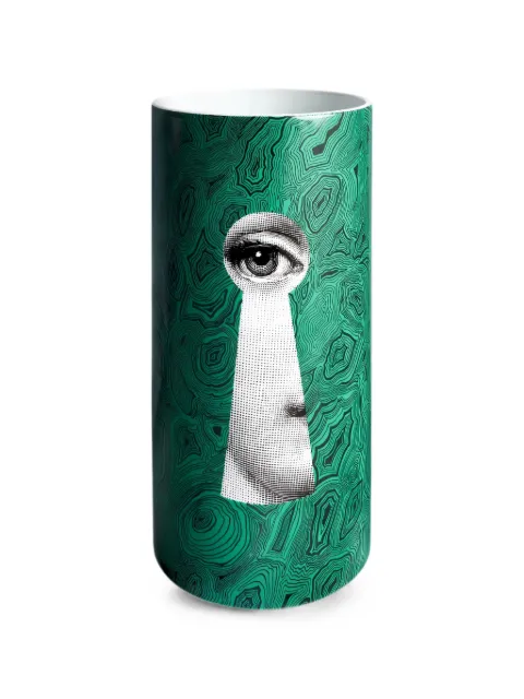 Fornasetti Serratura su Malachite medium cylindrical vase