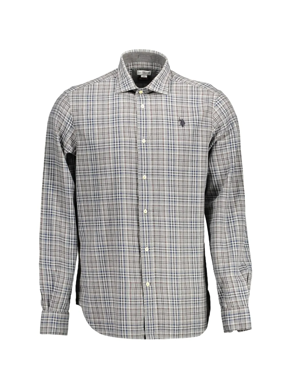 U.S. POLO ASSN. checked embroidered-logo shirt