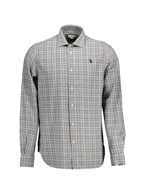 U.S. POLO ASSN. checked embroidered-logo shirt