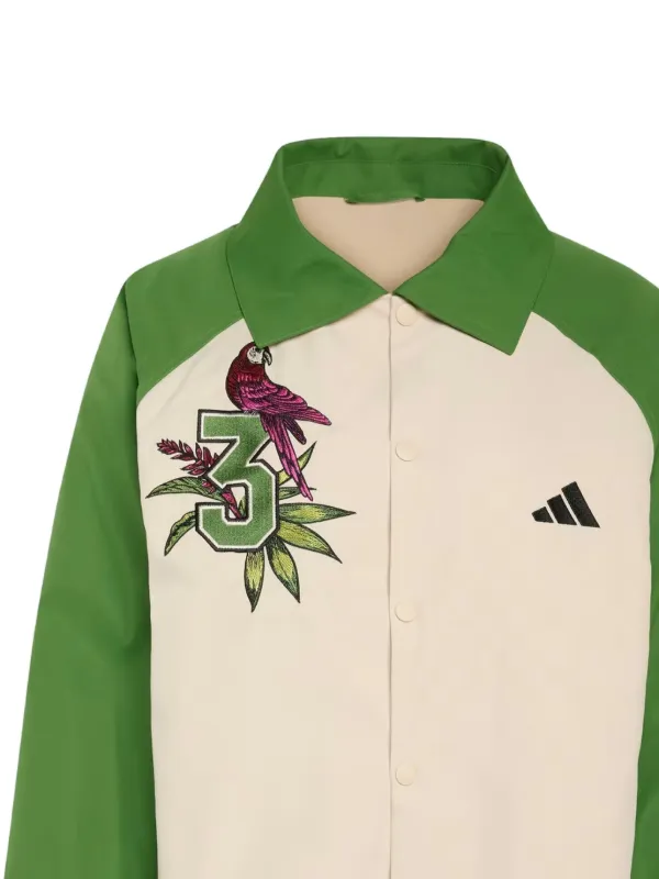 Adidas x Farm Rio parrot-embroidered colour-block Jacket