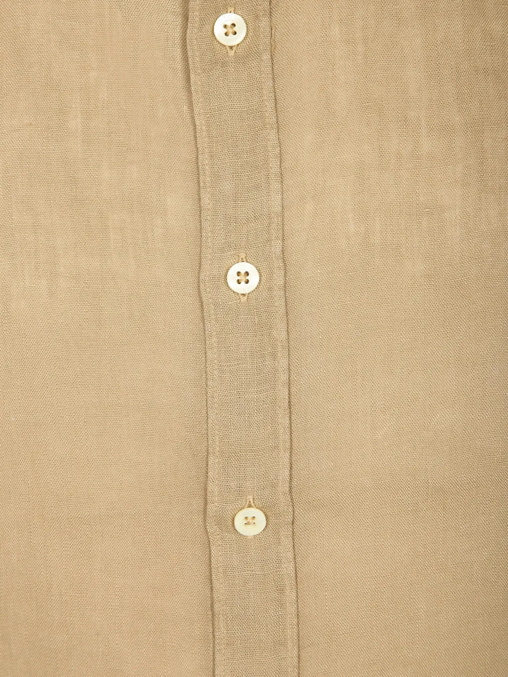 120% Lino Overhemd met gewelfde afwerking en klassieke kraag Beige